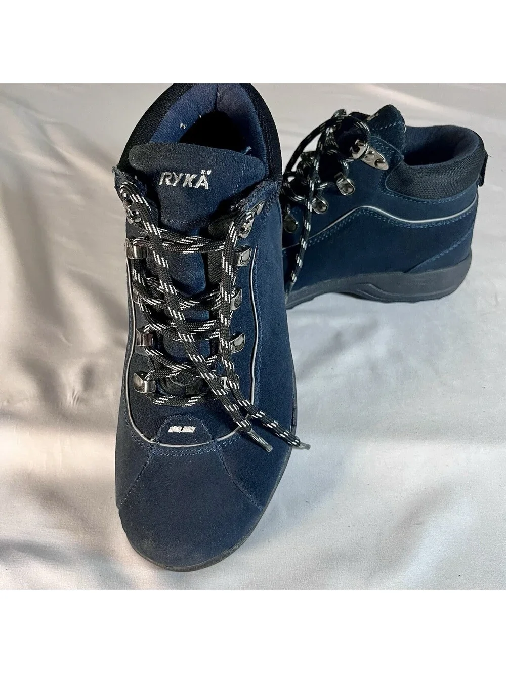 Ryka  Women's Suede Hiking Boots Navy Blue Lace-Up Ankle Outdoor Shoes 8.5
